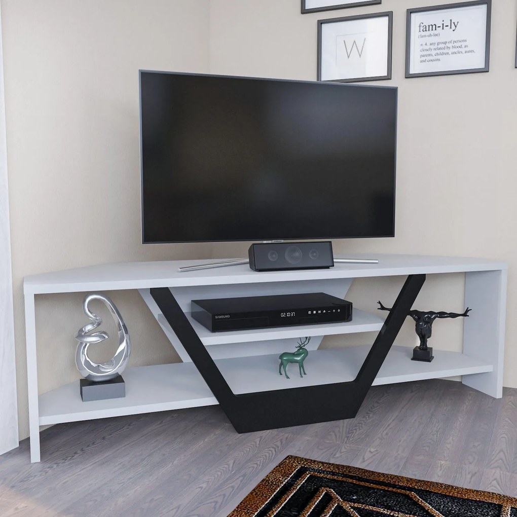 Móvel TV Sares – Branco/Preto – 120 cm x 35 cm x 36,8 cm