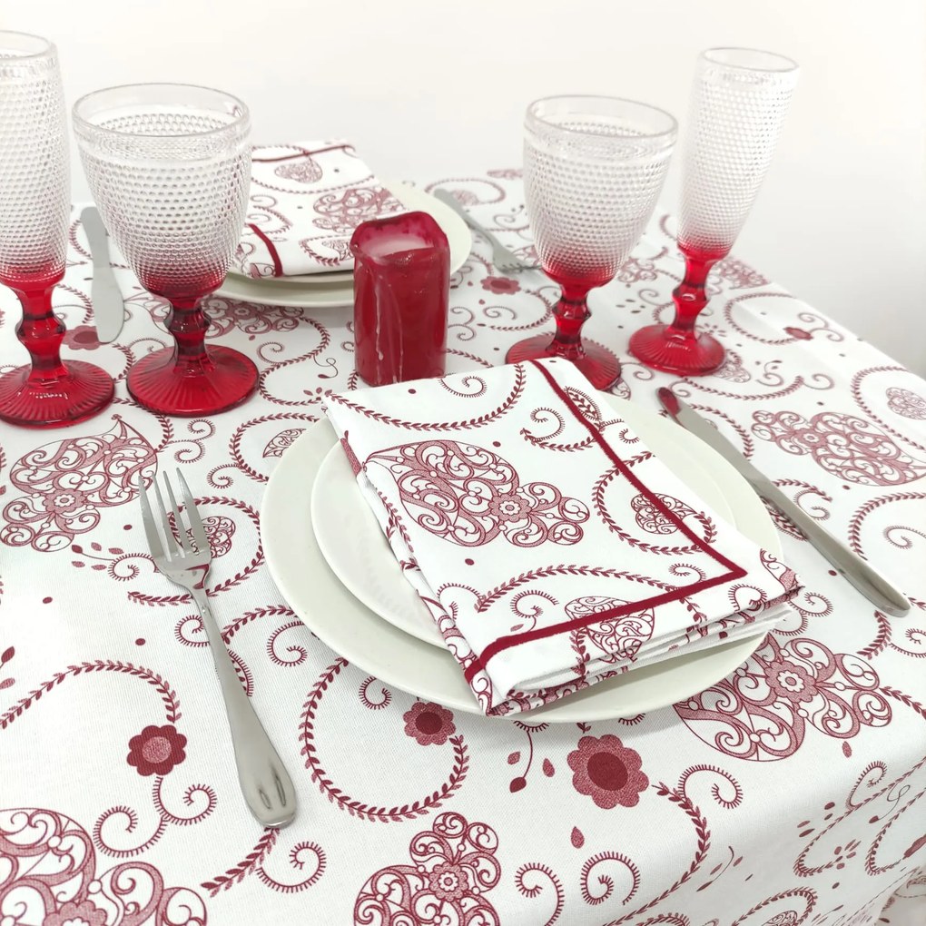 Toalha de Mesa Viana Red com Folho