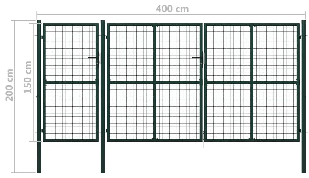 Portão de jardim 400x150 cm aço verde