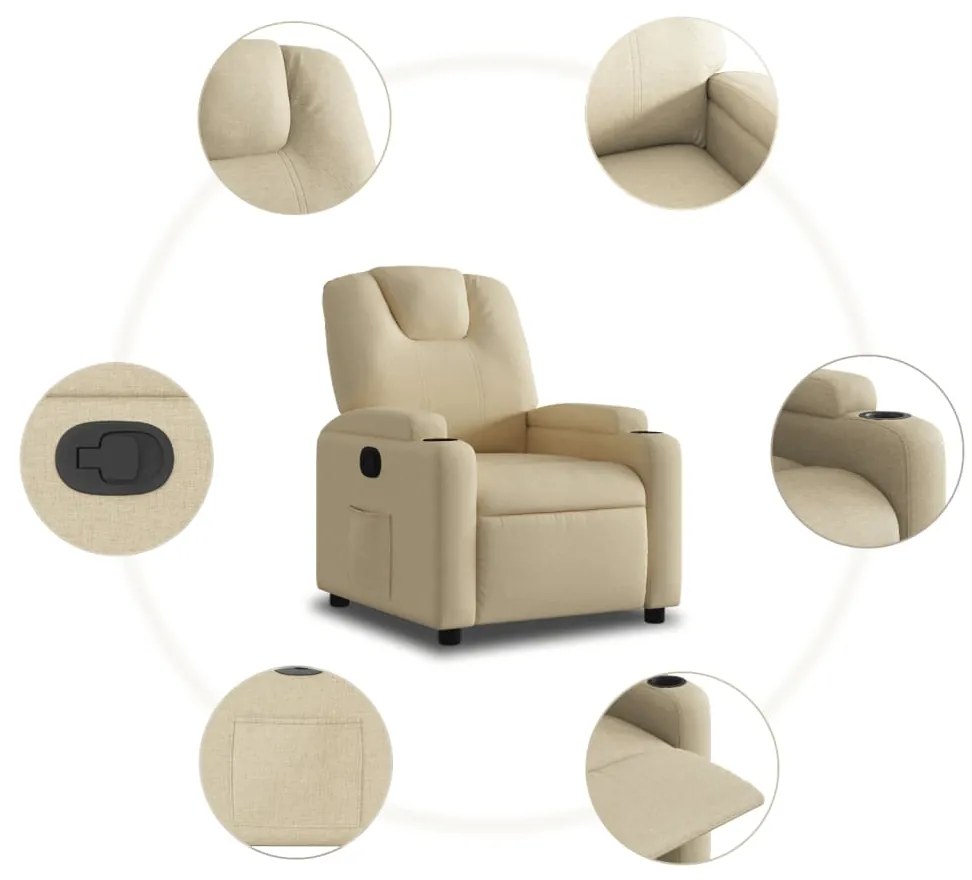 Poltrona reclinável tecido cor creme