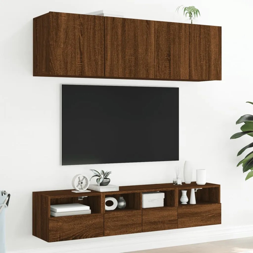 Móveis parede TV 2pcs 40x30x30 deriv. madeira carvalho castanho
