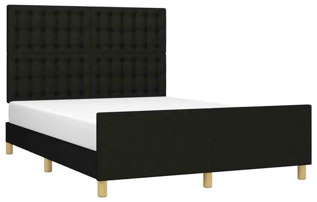 Estrutura de cama sem colchão 140x190 cm tecido preto