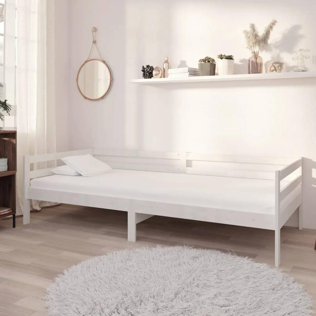 3083555 vidaXL Sofá-cama com colchão 90x200 cm pinho maciço branco