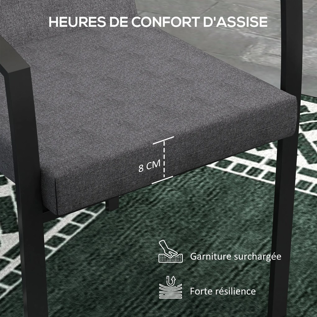 Conjunto de 2 almofadas de exterior para cadeira com encosto (NÃO INCLUIDAS), com presilhas, estofamento de 8 cm, 112 L x 51 L cm, cinzento escuro