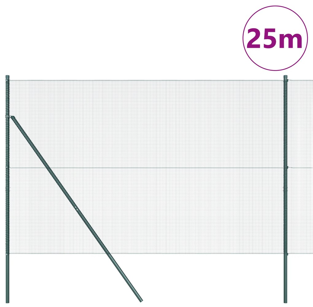 Cerca de Arame Soldado com 13 Postes Verde 1.5x25 m Aço