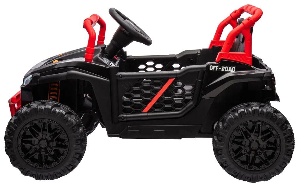 Buggy elétrico para crianças UTV Small 12V Tração traseira, Bateria de 12V, Rodas de plástico, Controlo remoto 2,4 GHz, Leitor de MP3 com entrada USB/