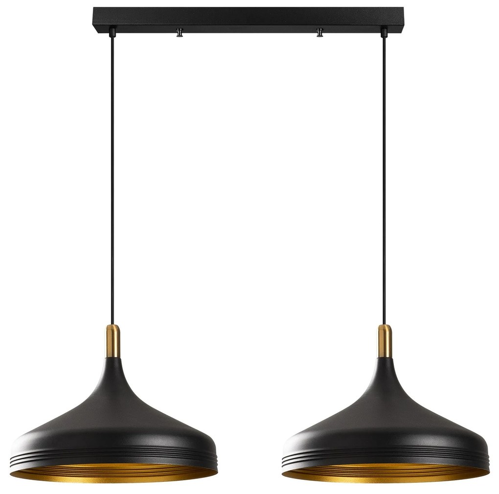 Candeeiro de Teto Saglam – Preto e Dourado – 68 x 36 cm