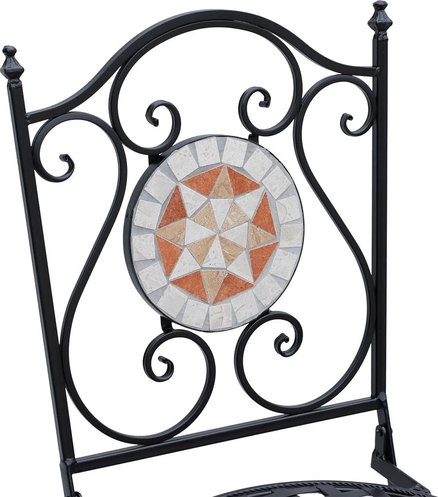 Conjunto de 2 Cadeiras Dobráveis de Jardim Cadeiras com Mosaico Carga Máxima 120 kg 50x40x94,5 cm Preto
