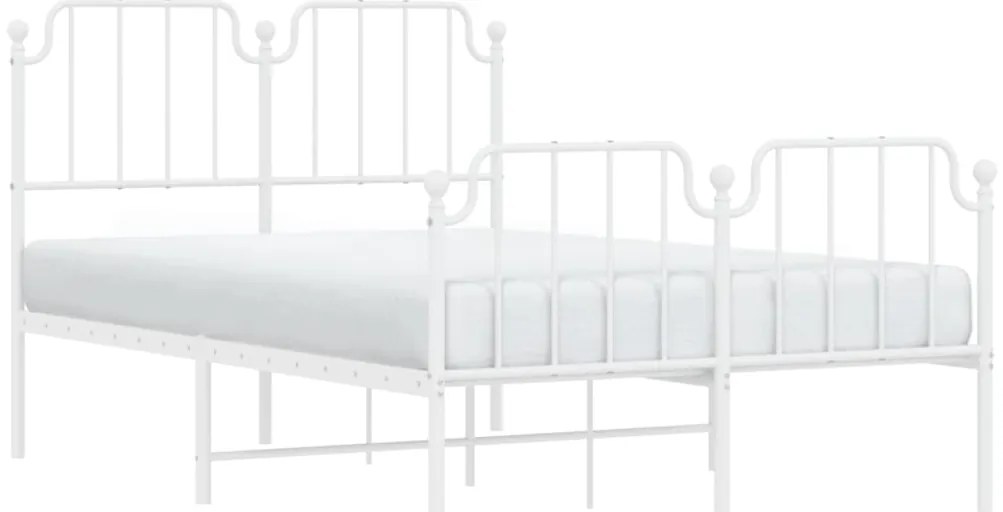 Estrutura de cama com cabeceira e pés 120x200 cm metal branco