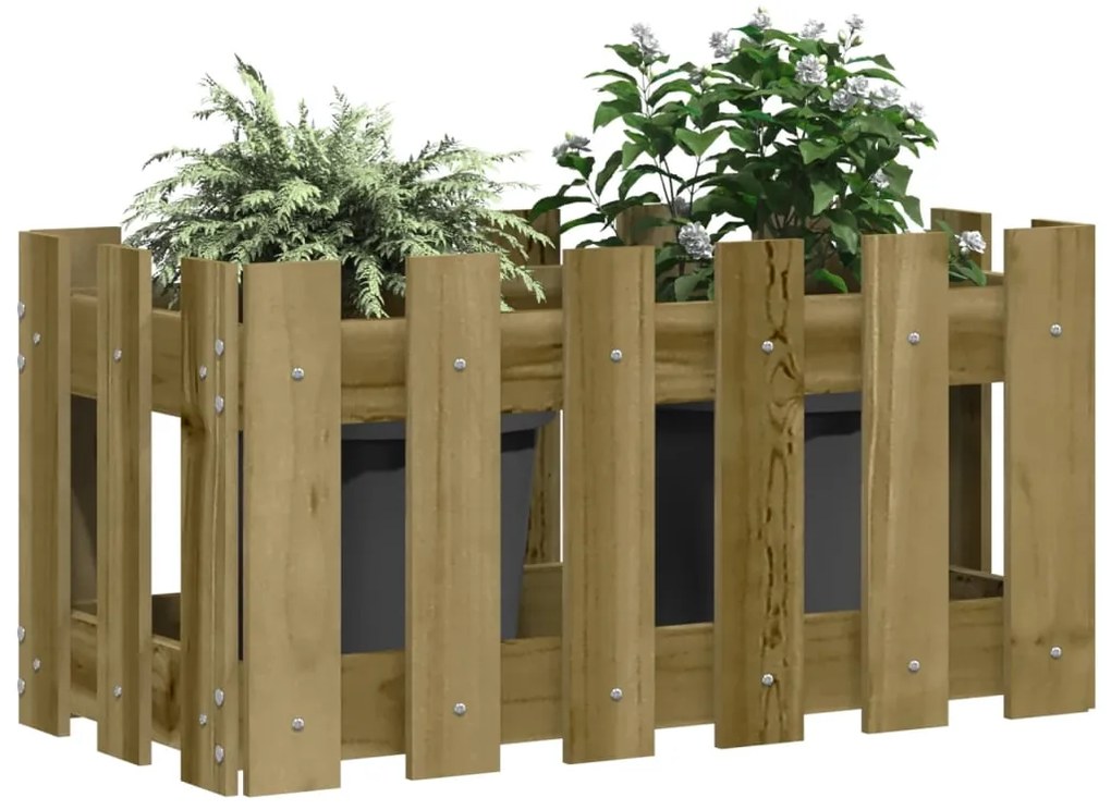 Vaso de jardim c/ design de cerca 60x30x30 cm pinho impregnado