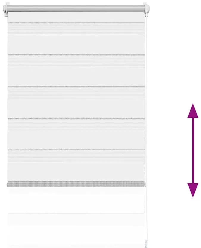 Estore de rolo 60 x 120 cm, linhas de zebra / Branco
