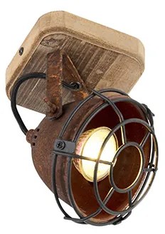 Projetores industriais inclináveis castanho ferrugem com madeira - Gina