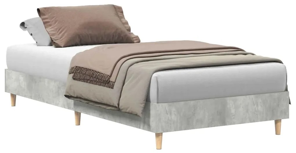 Cama vidaXL 90x200 cm Cinza de Concreto em Madeira Composta
