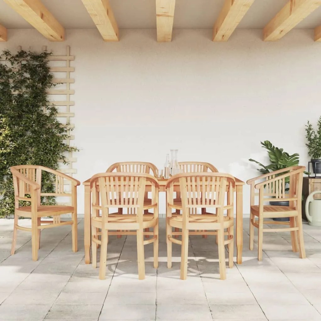 vidaXL Conjunto de jantar para jardim 7 pcs madeira de teca maciça