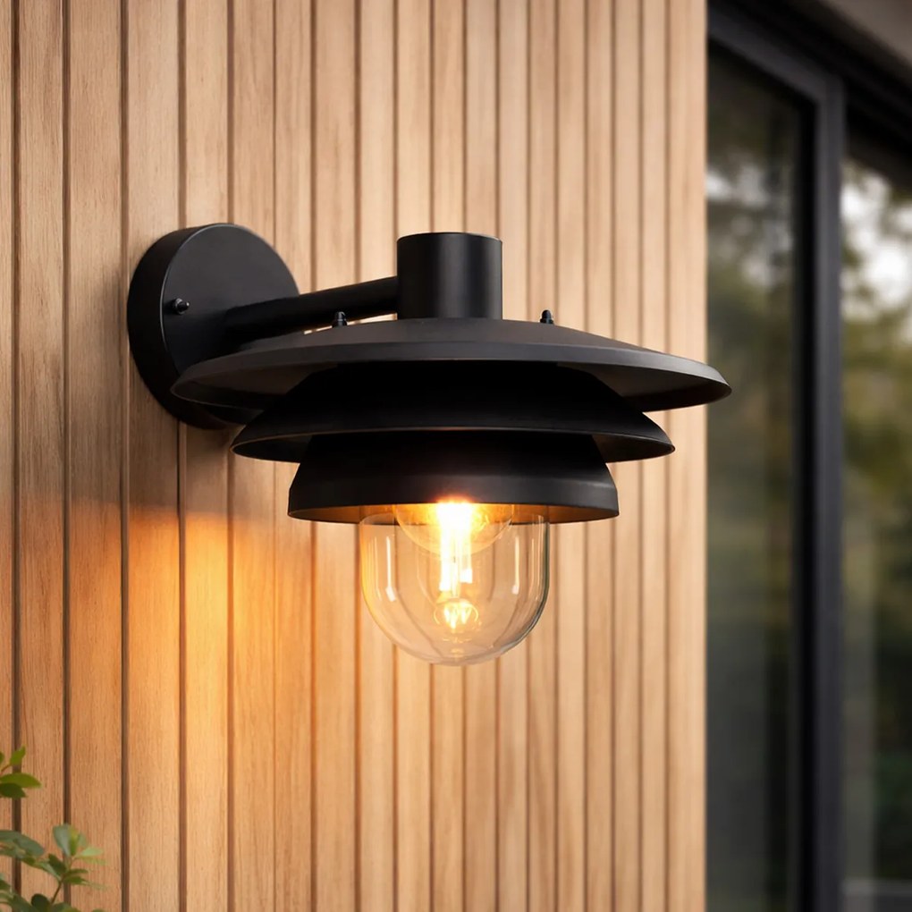 Candeeiro de parede exterior design preto IP44 - Morty