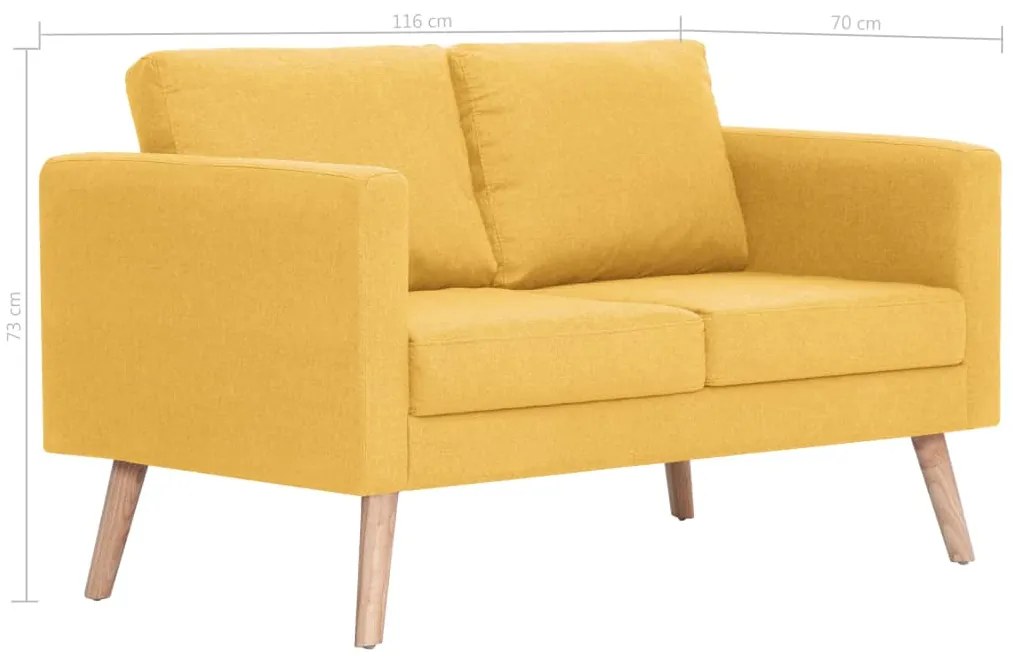Sofá de 2 lugares em tecido amarelo