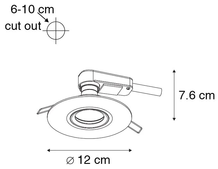 Foco embutido moderno preto 12 cm - Buco