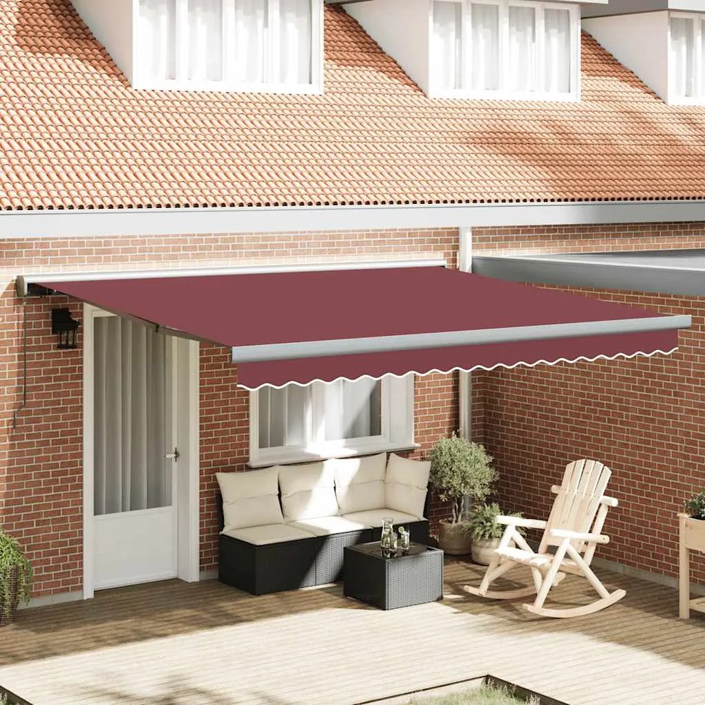 vidaXL Toldo retrátil manual 400x300 cm bordô