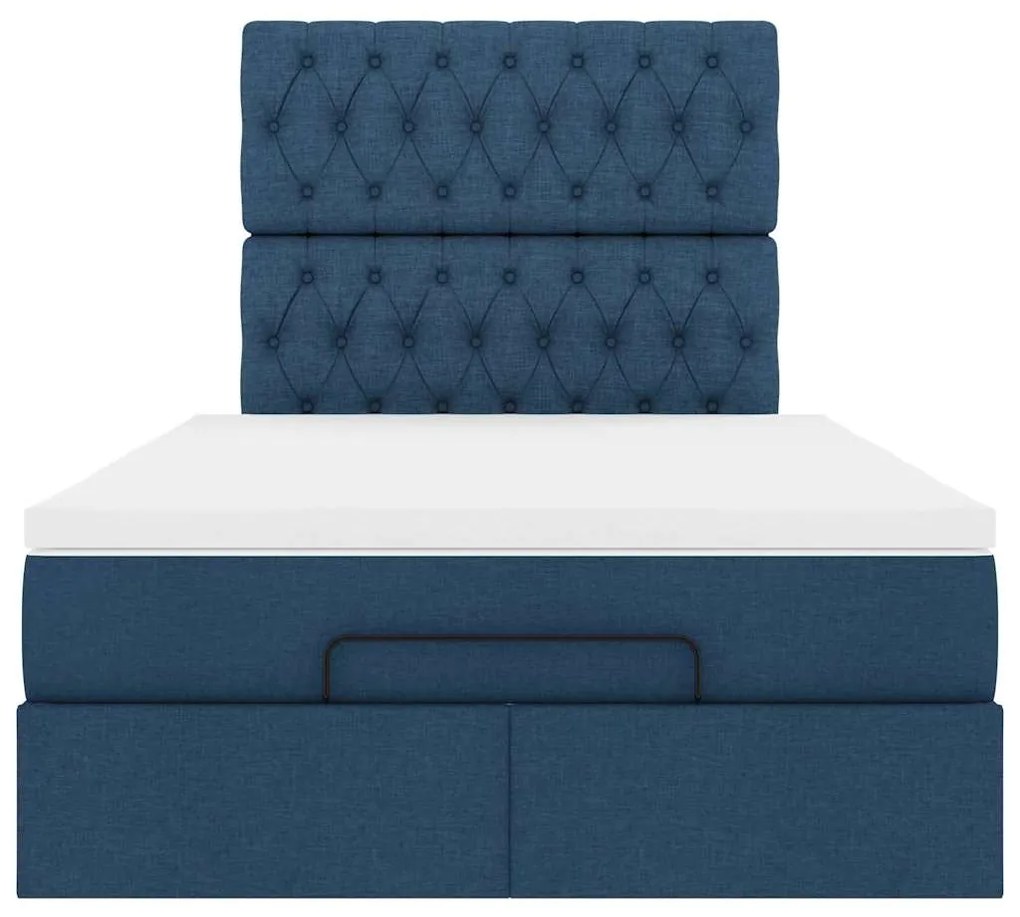 Estrutura de cama otomana com colchão 120x200 cm tecido azul