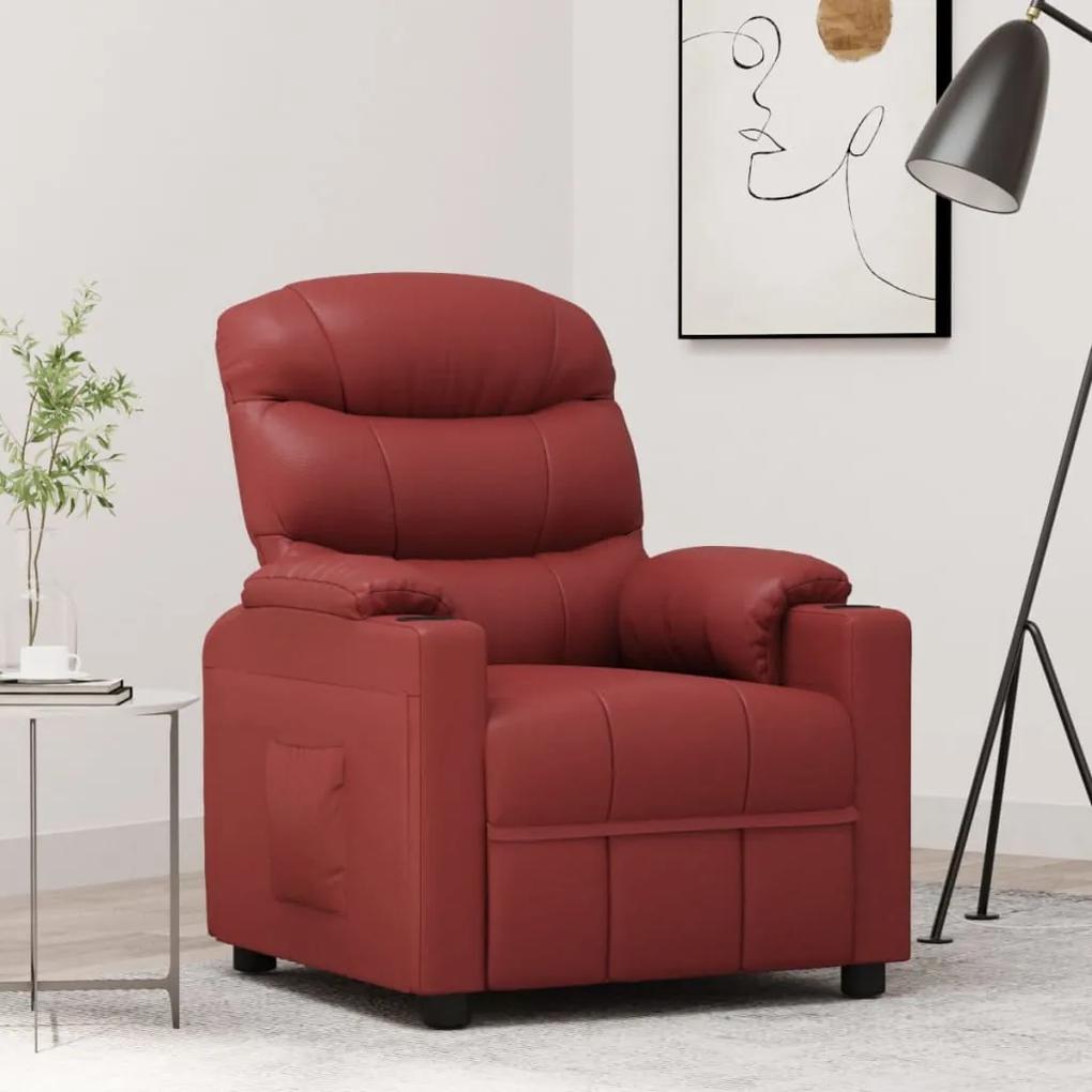 348060 vidaXL Poltrona reclinável couro artificial vermelho tinto