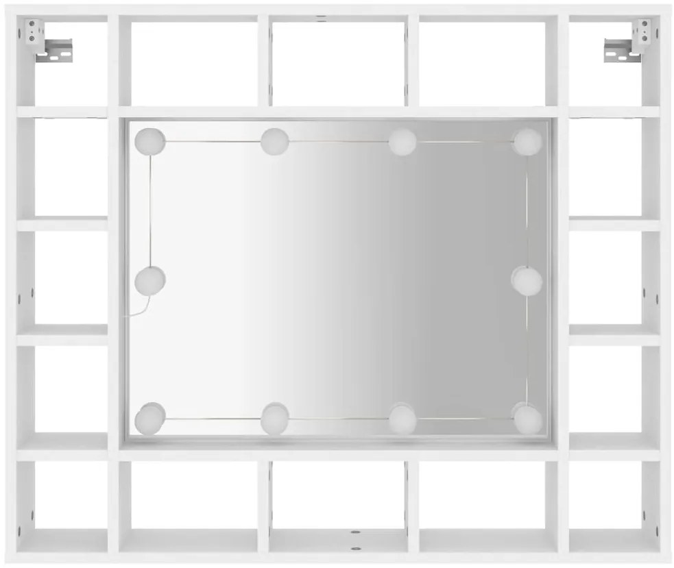 Armário espelhado com luzes LED 91x15x76,5 cm branco