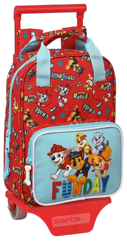 Mochila Escolar com Rodas The Paw Patrol Funday Vermelho Azul Claro (20 X 28 X 8 cm)