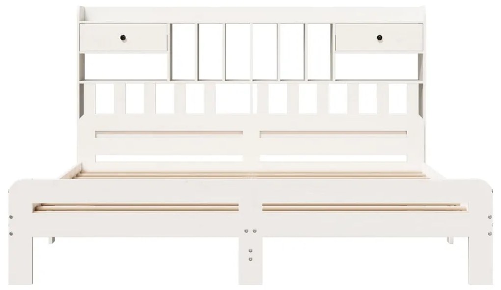 Cama com estante sem colchão 200x200 cm pinho maciço branco
