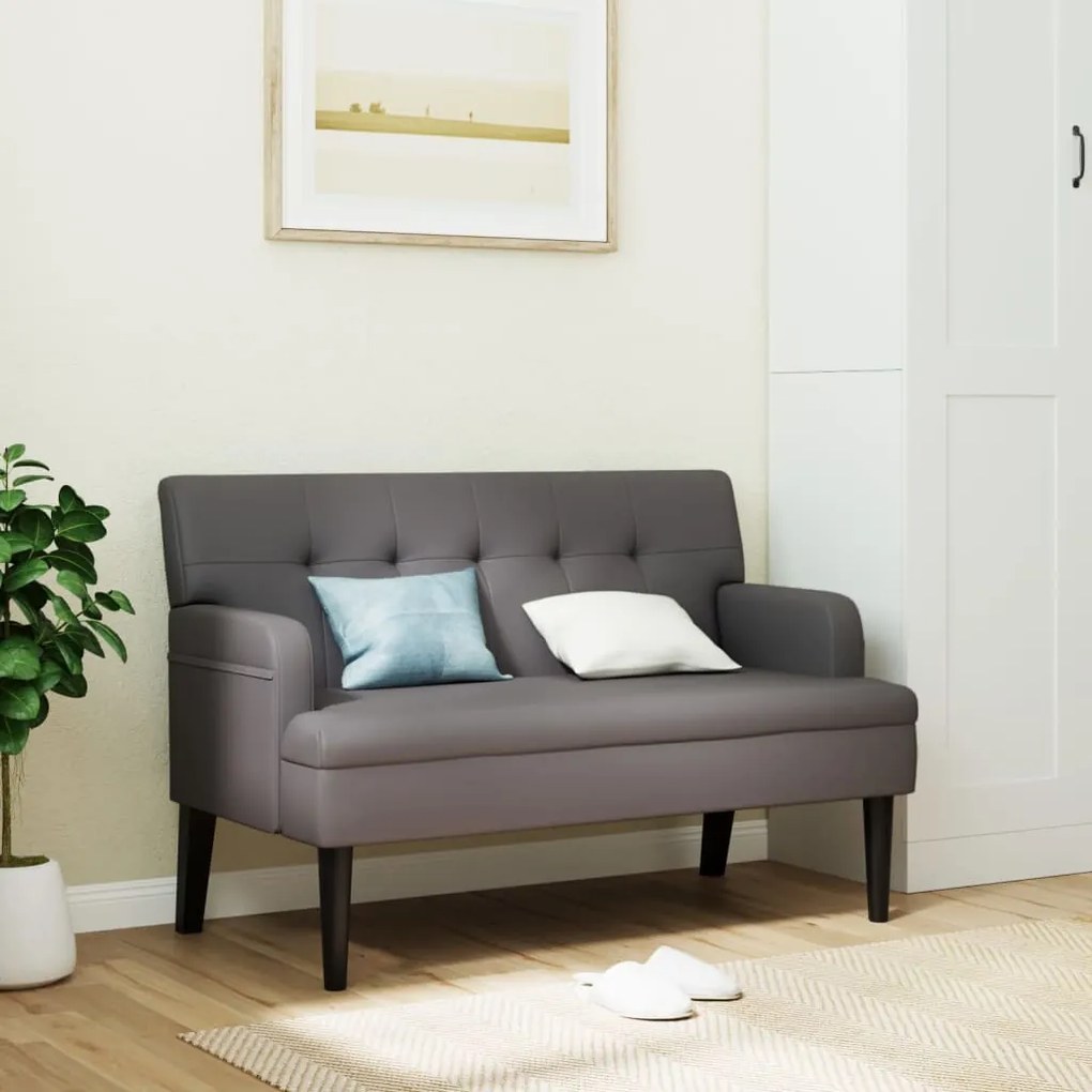 vidaXL Banco com encosto 112x65,5x75 cm couro artificial cinzento