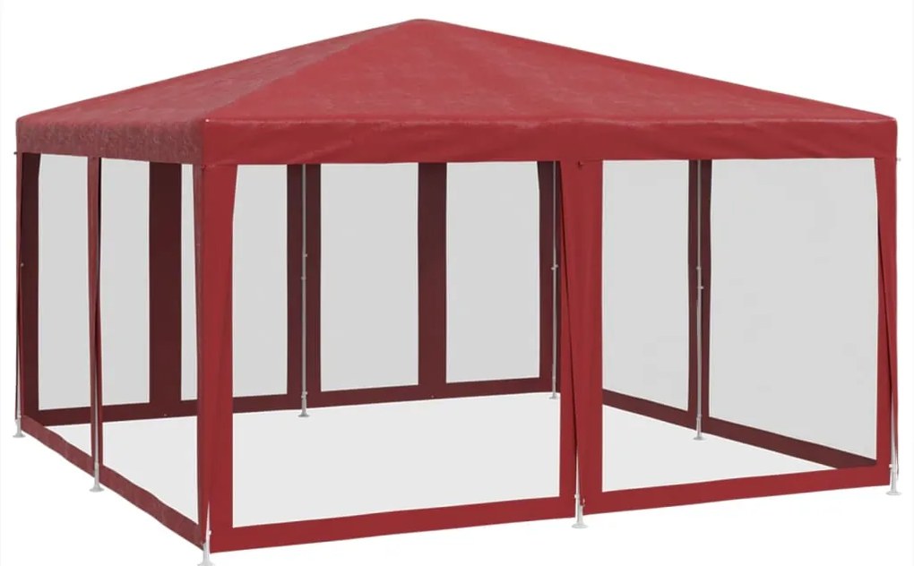 Tenda p/ festas c/ 8 paredes laterais malha 4x4 m PEAD vermelho