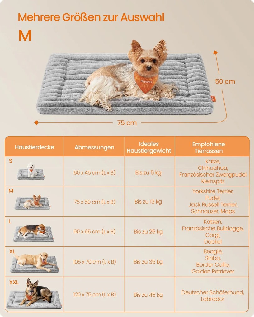 Manta para cães S 75 x 50 cm lavável na máquina cinzenta