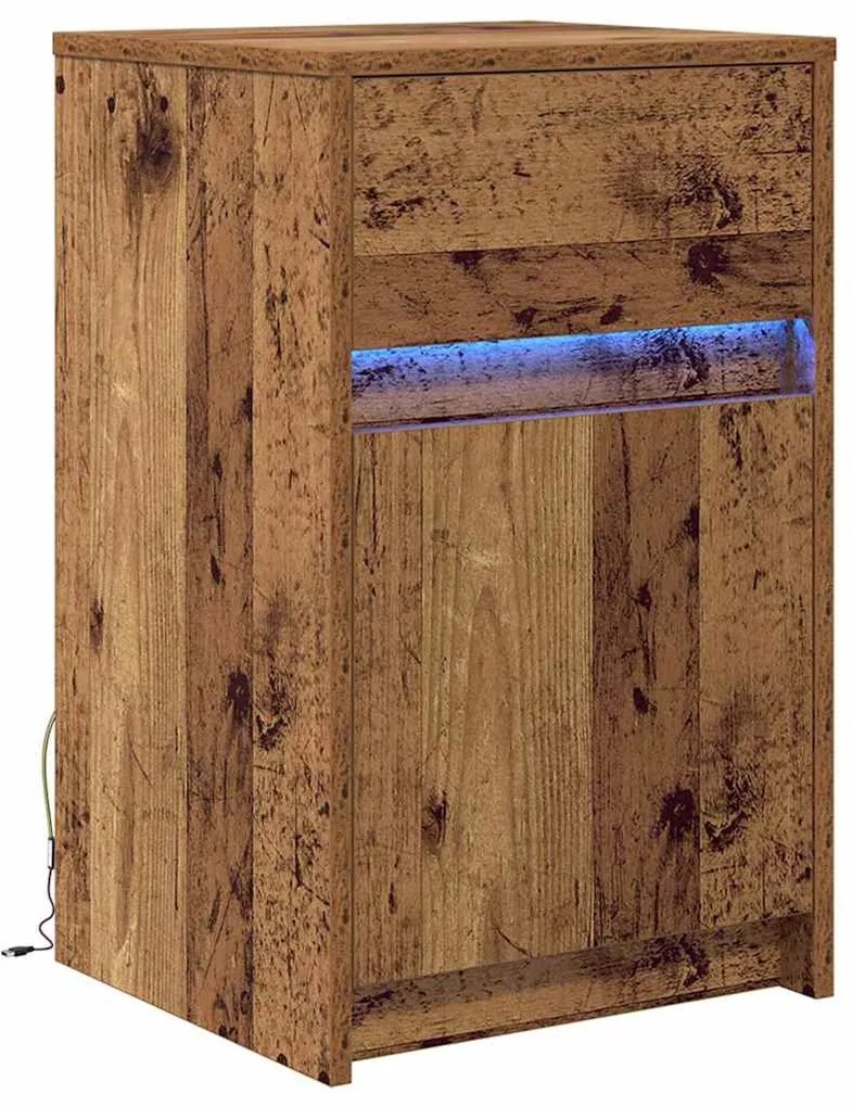 Criado-mudo LED Madeira antiga 38 x 34 x 61 cm Aglomerado