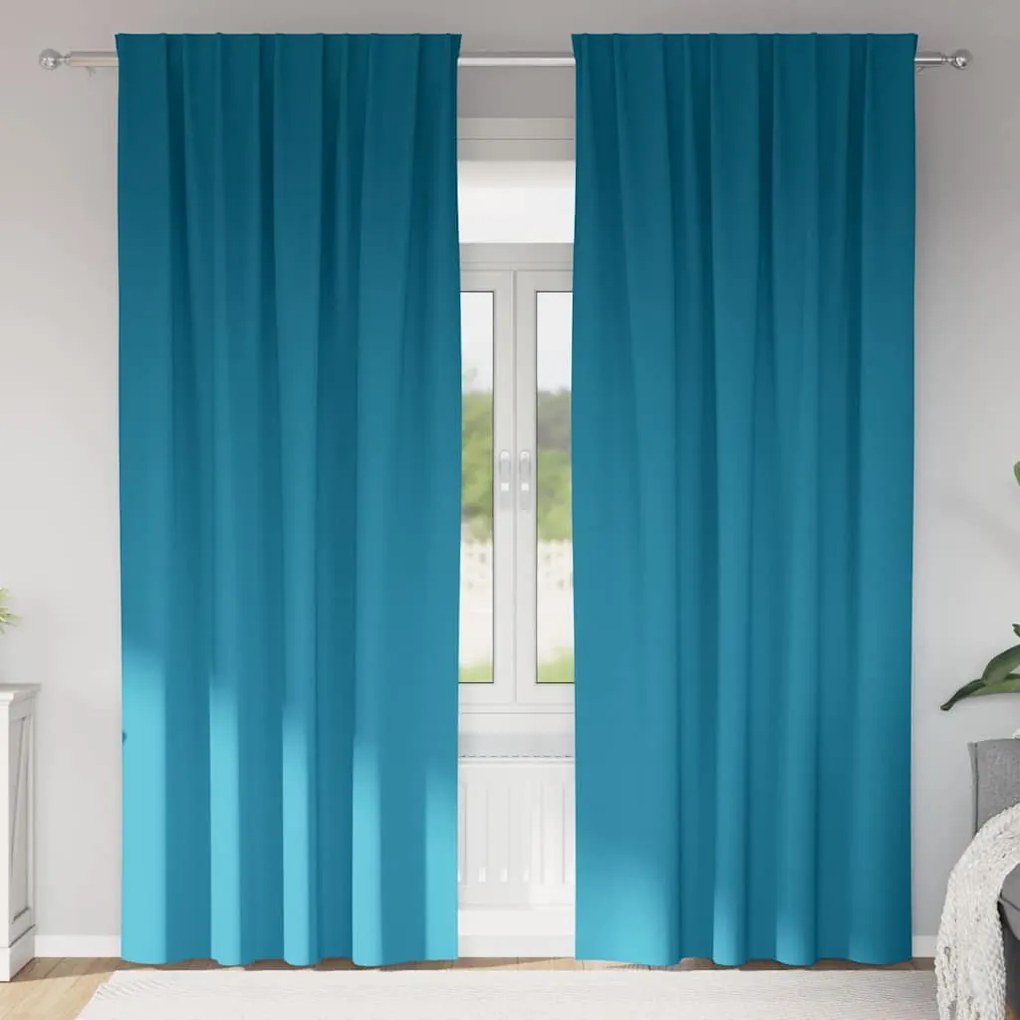 vidaXL Cortinas Blackout com Argolas 2 pcs Turquesa 225 x 140 cm