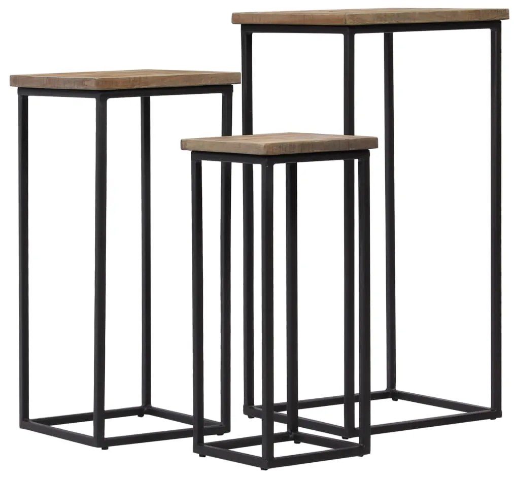 Conjunto de mesas para plantas 3 pcs teca recuperada