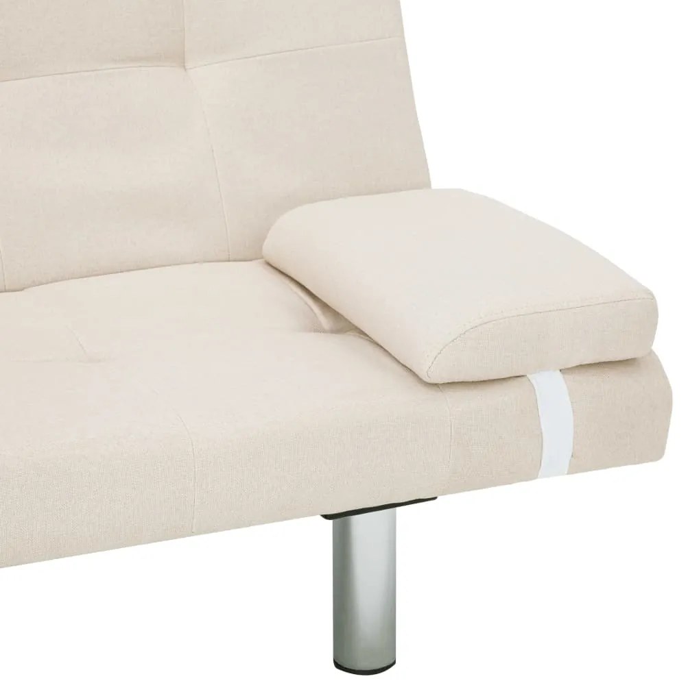 Sofá Cama Vivian - Cor Creme - Em Tecido, Estrutura em Madeira, Pernas