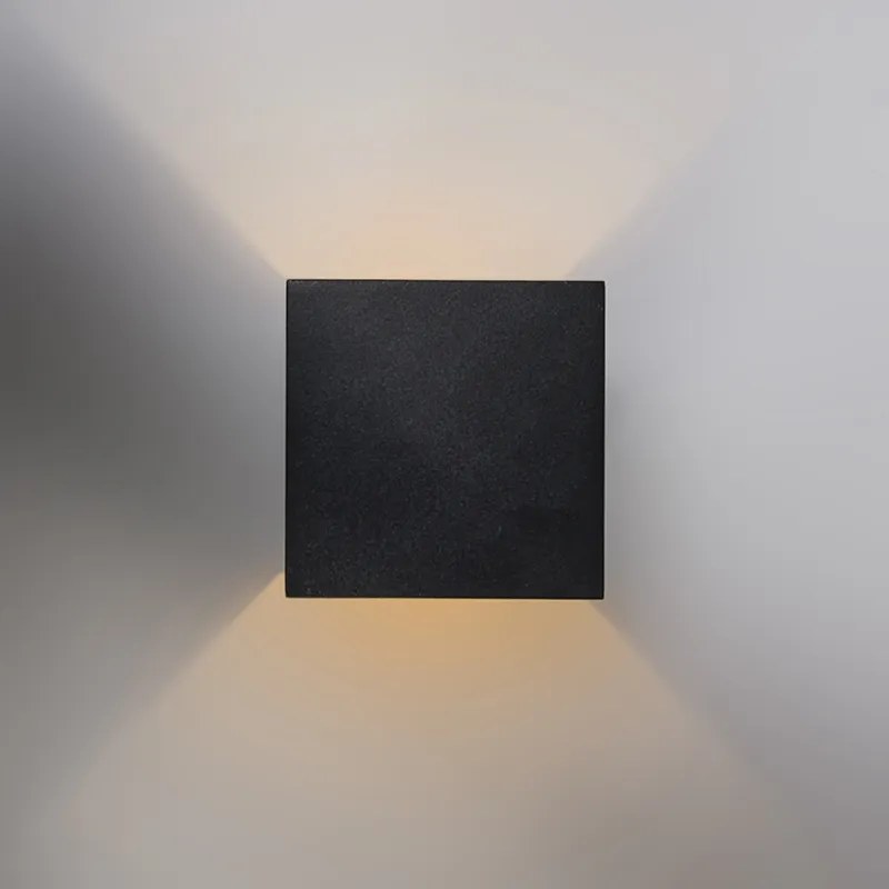 Conjunto de 2 candeeiros de parede design preto / dourado, incluindo LED - Caja Moderno