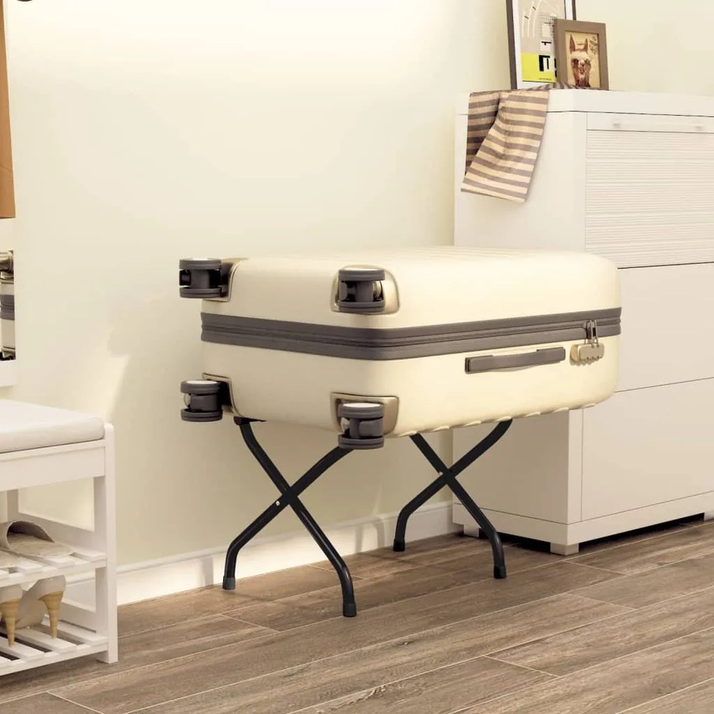 vidaXL Suporte de bagagem com encosto 56x39x52 cm preto