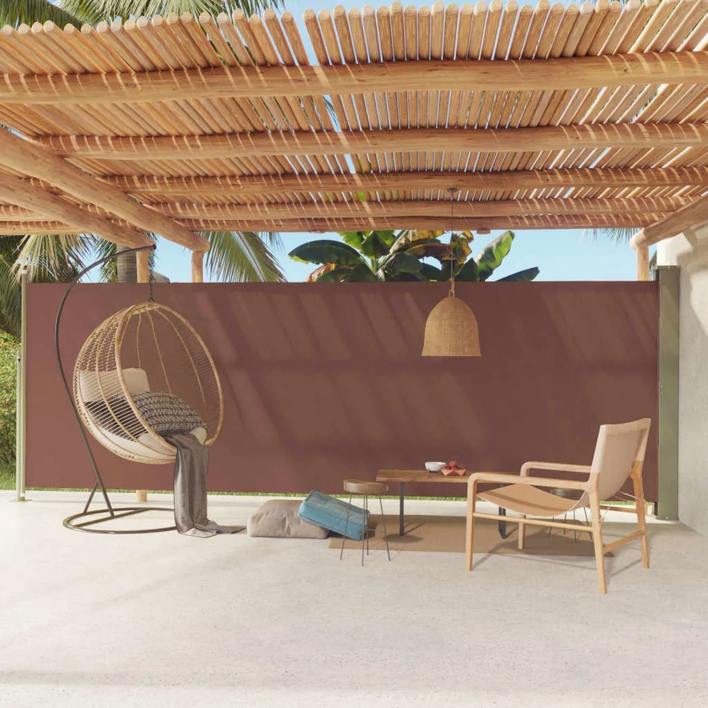 vidaXL Toldo lateral retrátil de pátio 180x600 cm castanho