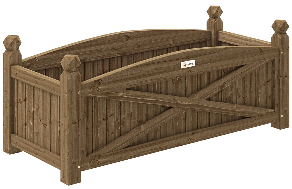 Outsunny Floreira de Madeira para Cultivar Plantas Flores Ervas Floreira Retangular para Jardim Varanda 90x39x37 cm Castanho Escuro | Aosom Portugal