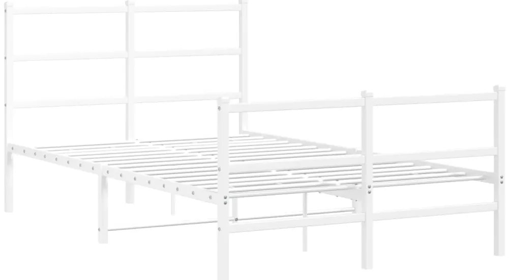 Estrutura de cama com cabeceira e pés 120x190 cm metal branco