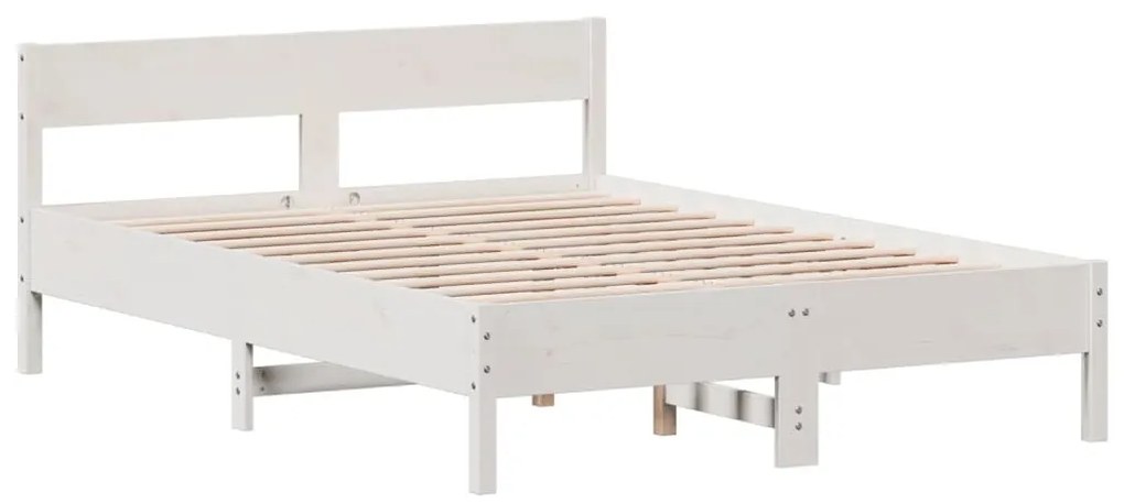 Cama sem colchão 120x190 cm madeira de pinho maciça branco