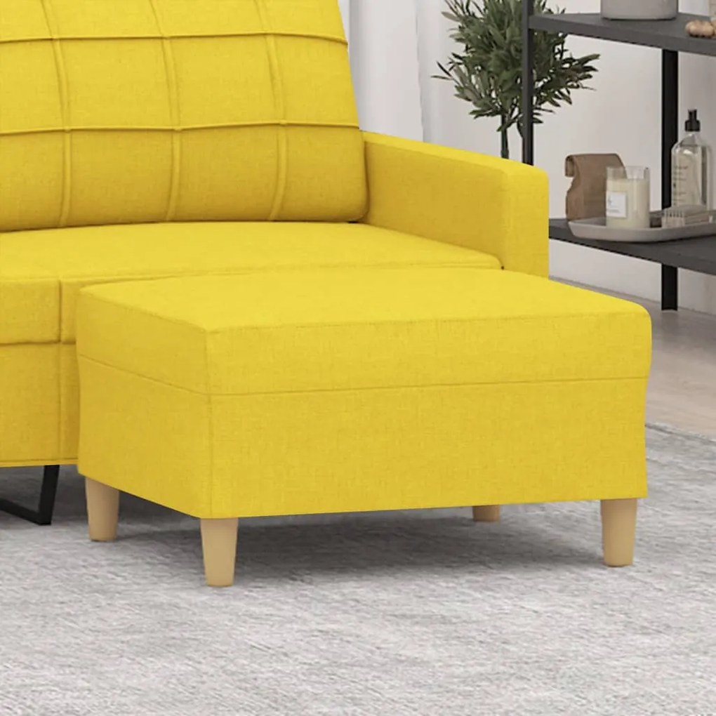 vidaXL Apoio de pés 70x55x41 cm tecido amarelo-claro