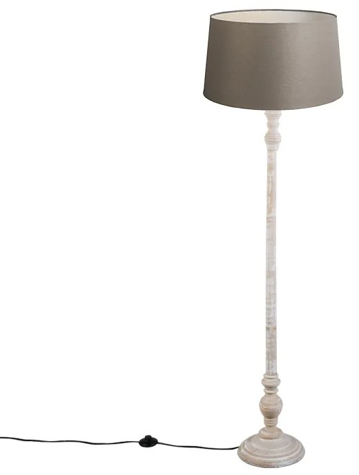 Candeeiro de pé rústico bege com abajur de linho 45 cm - Classico Clássico / Antigo,Country / Rústico