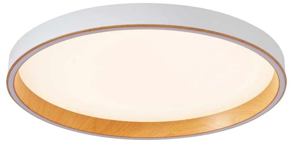 Plafon de design branco com madeira 60cm incl. LED com interruptor de 3 níveis - Ingo Design