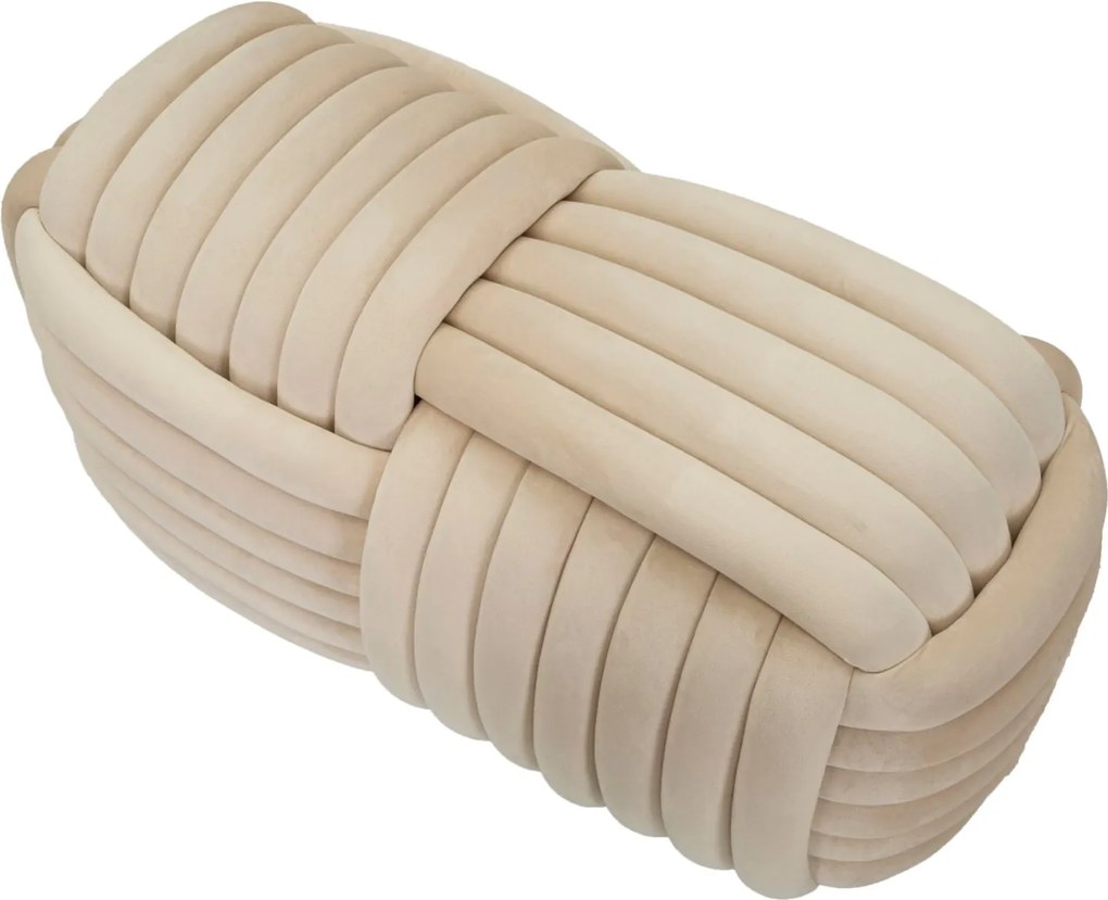 Puff Softy Cream - Veludo Creme - 90 cm x 45 cm x 45 cm