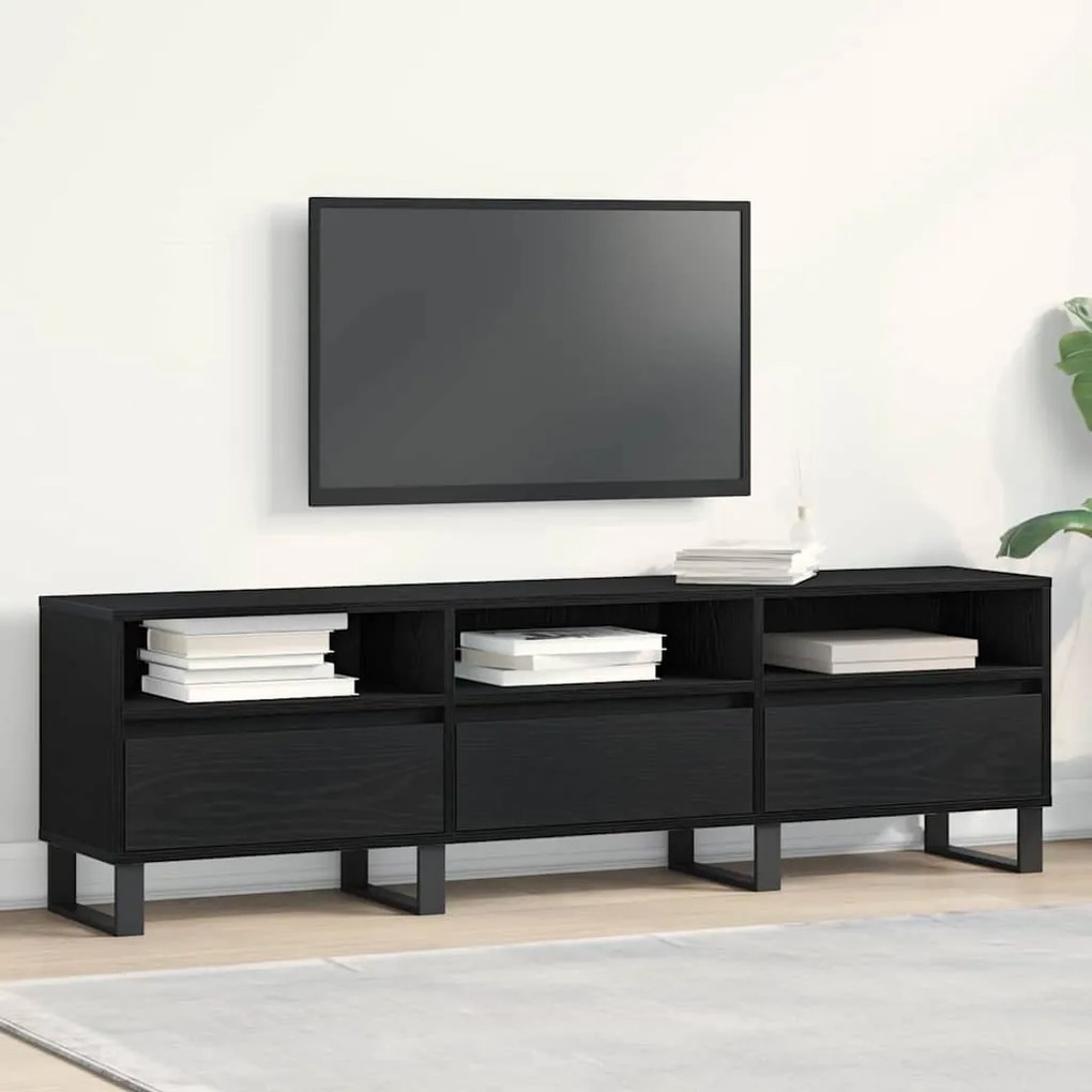 vidaXL Gabinete para TV com gaveta Carvalho Preto 150 x 30 x 44,5 cm