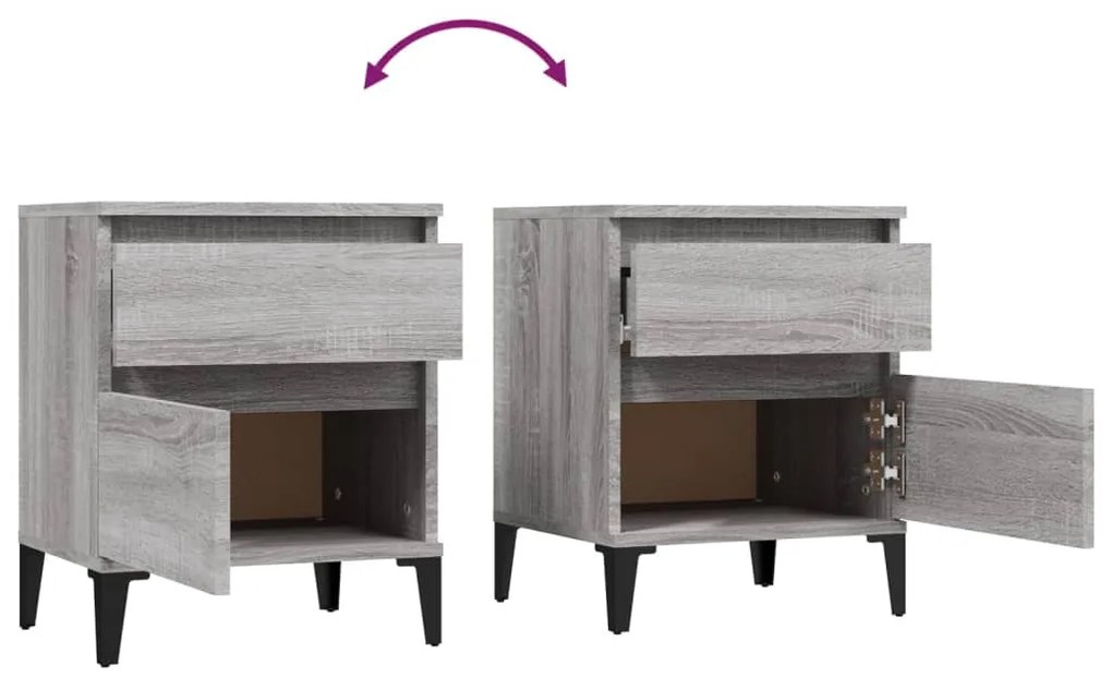 Mesas de cabeceira 2 pcs 40x35x50 cm cinzento sonoma