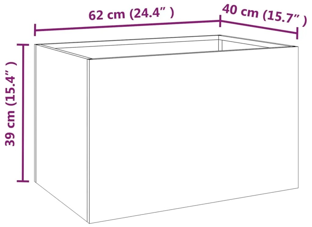 Vaso/floreira 62x40x39 cm aço corten