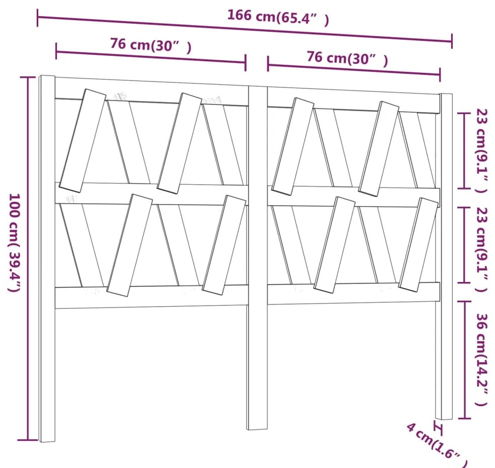 Cabeceira de cama 166x4x100 cm pinho maciço branco