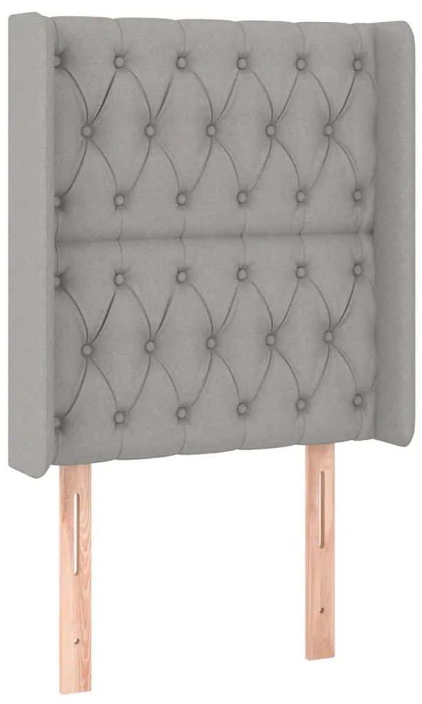 Cama box spring c/ colchão e LED 80x200 cm tecido cinza-claro