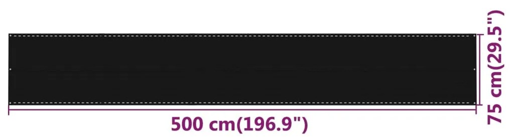 Tela de varanda 75x500 cm PEAD preto